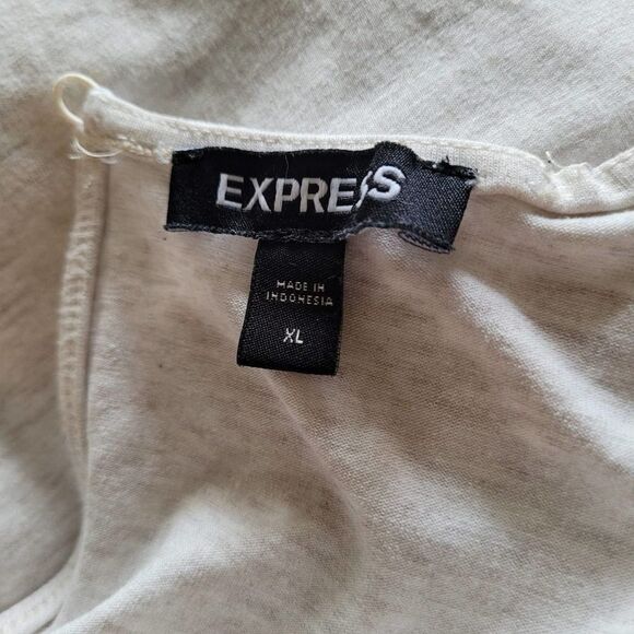 Express Oatmeal  Heather V Neck Jersey Romper Size XL - Picture 6 of 8